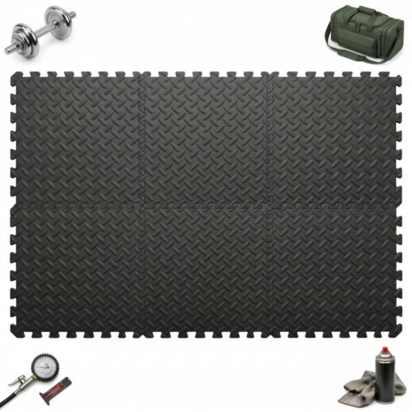 MATY POD BASEN OCHRONNE 120X80 cm PIANKOWE PUZZLE DO JOGI CAMPERA CZARNA