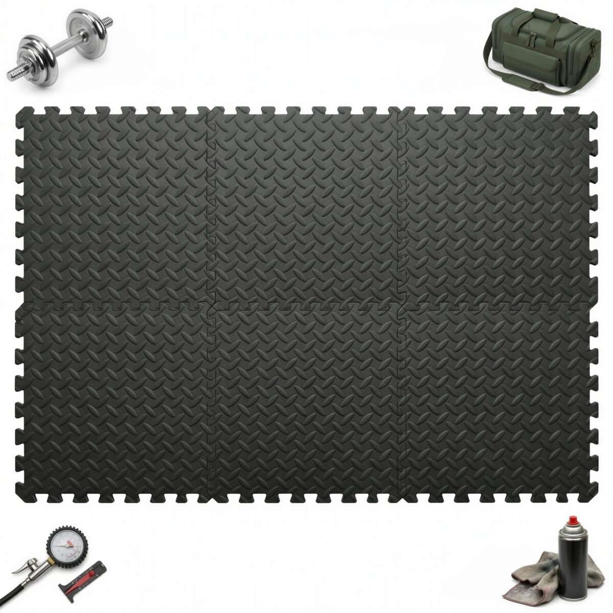 MATY POD BASEN OCHRONNE 120X80 cm PIANKOWE PUZZLE DO JOGI CAMPERA CZARNA, zdjęcie 1