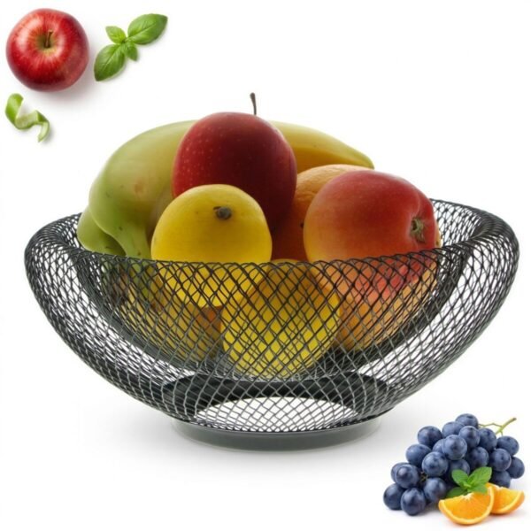 METALOWY KOSZYK NA OWOCE WARZYWA PATERA DRUCIANA CZARNY 25 CM
