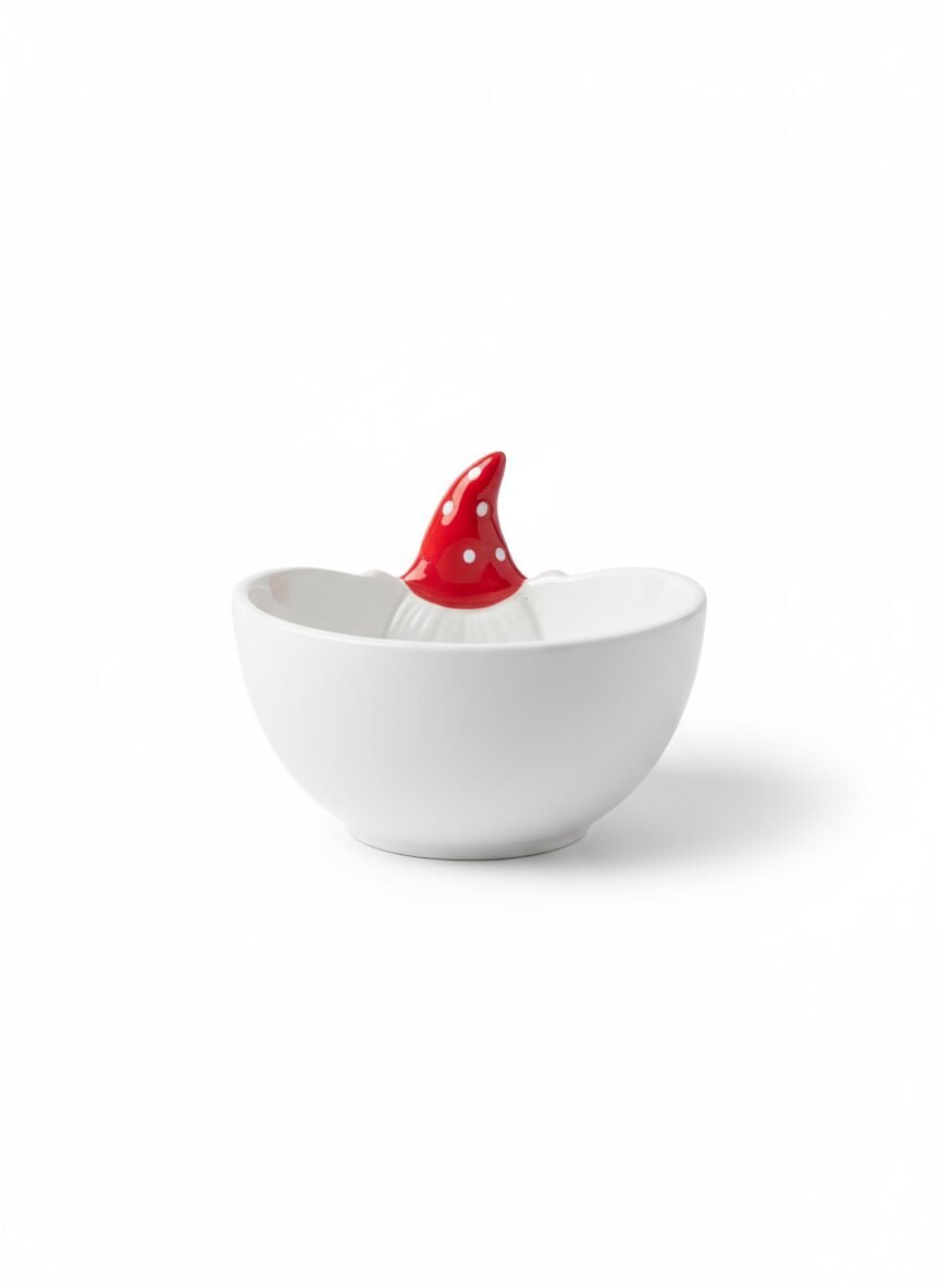 MISECZKA NA SŁODYCZE GNOM CZERWONO-BIAŁA 13,5X12,5CM PORCELANA DO SERWOWANI