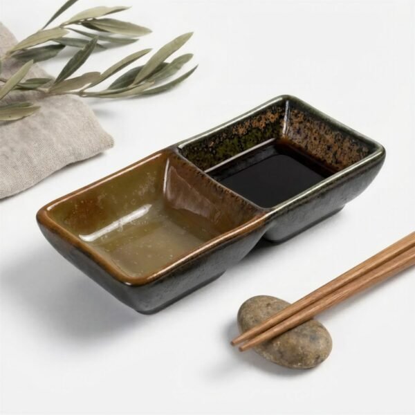MISECZKA POJEMNIK DO SOSU DIPÓW SUSHI SOSJERKA CERAMICZNA PROSTOKĄT 2x 50ml