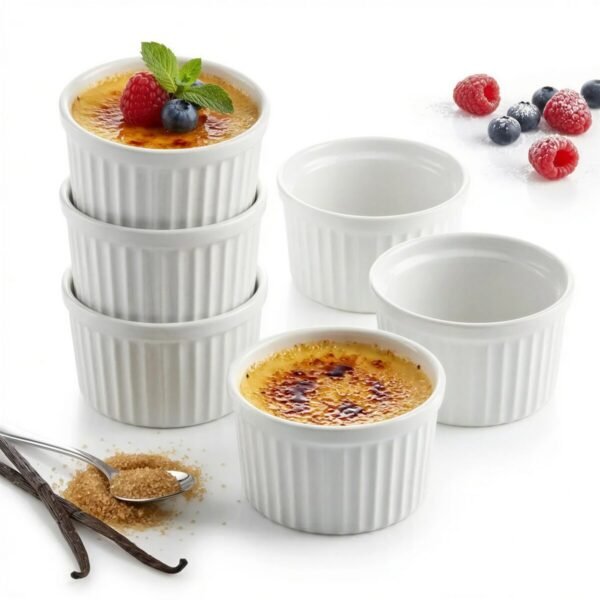 MISECZKI DO CREME BRULLE FOREMKI x6 MUFFINEK DESERÓW DO ZAPIEKANIA Ø8,6cm