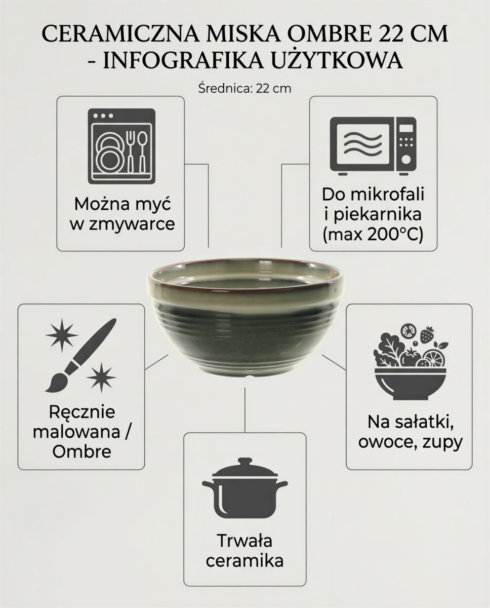 MISKA DUŻA CERAMICZNA WIELOKOLOROWA MISKA SAŁATKOWA WAZA DO ZYUPU 22 CM, zdjęcie 7