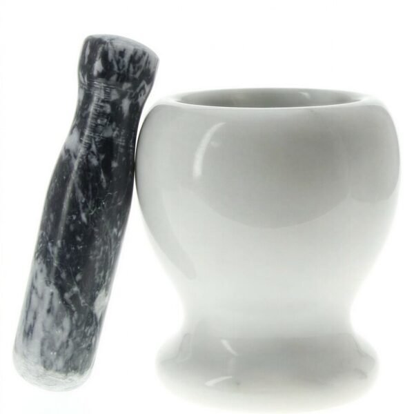 MOŹDZIERZ KAMIENNY MARMUROWY Z TŁUCZKIEM DO PRZYPRAW ZIÓŁ 10,6CM SOLIDNY