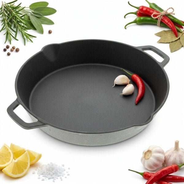 NACZYNIE ŻELIWNE PATELNIA XXL 52 CM DO SMAŻENIA I PIECZENIA W PIEKARNIKU