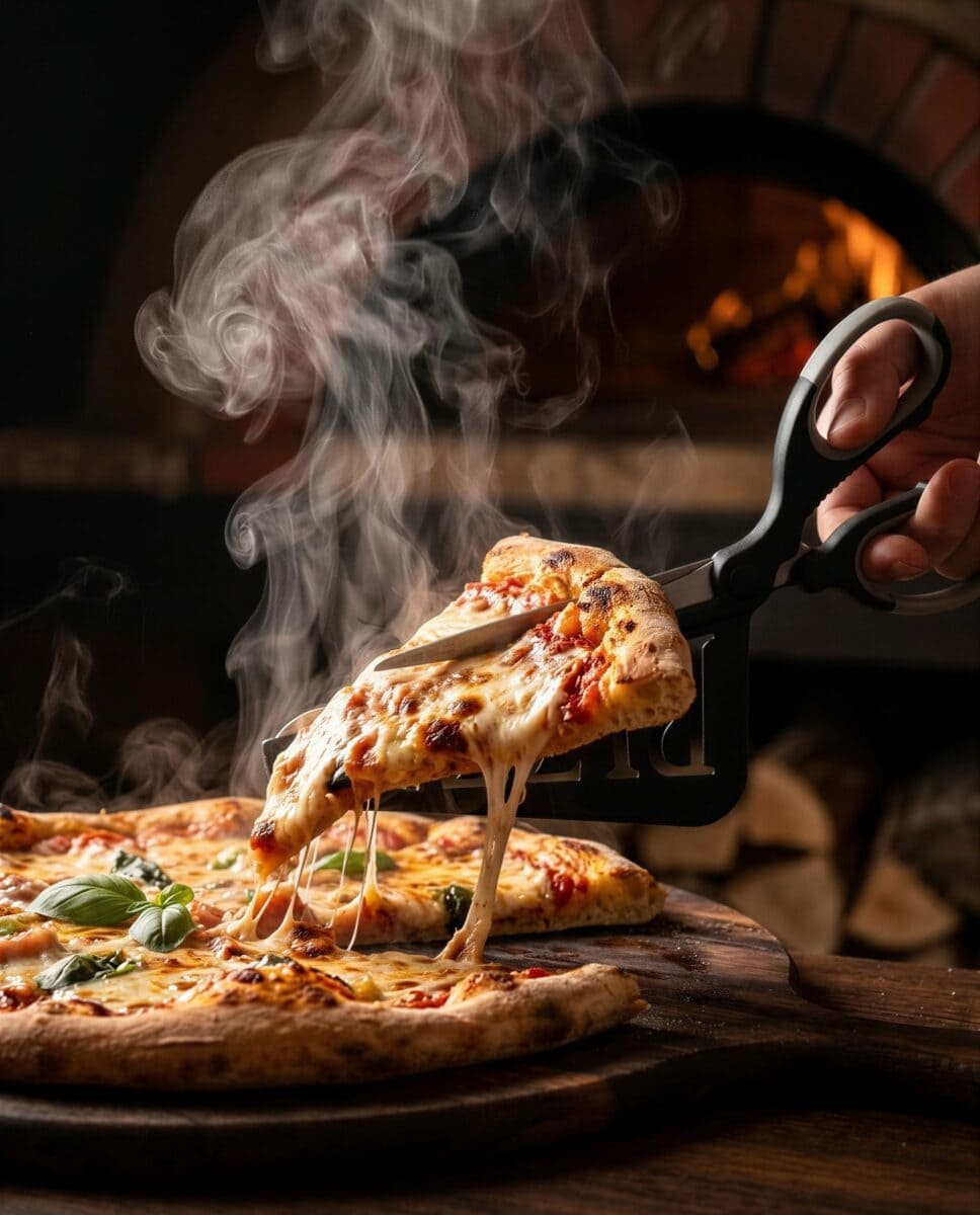 NÓŻ DO KROJENIA PIZZY NOŻYCZKI Z ŁOPATKĄ DO KROJENIA PODAWANIA CZARNE 31CM, zdjęcie 2