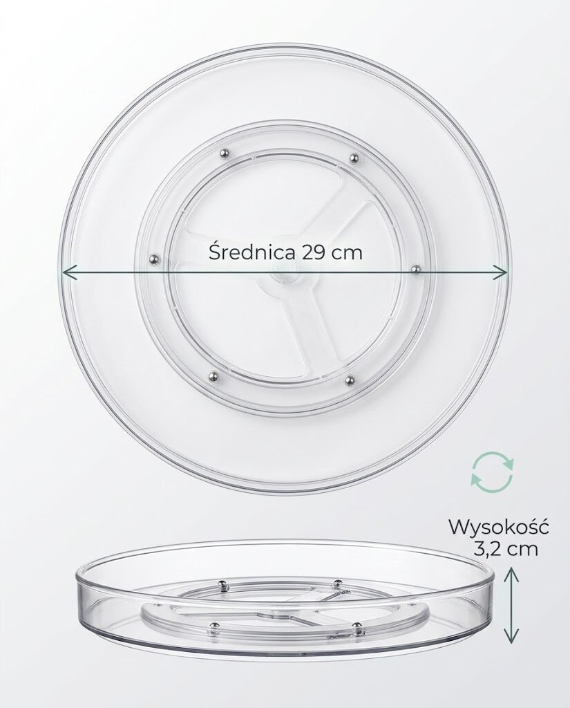 OBROTOWY ORGANIZER NA PRZYPRAWY SŁOIKÓW DO LODÓWKI BEZBARWNY 29 CM, zdjęcie 13