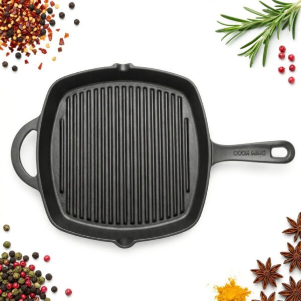 PATELNIA GRILLOWA ŻELIWNA 25,5cm NA KUCH. ELEKTRYCZNĄ GAZOWĄ DO PIEKARNIKA