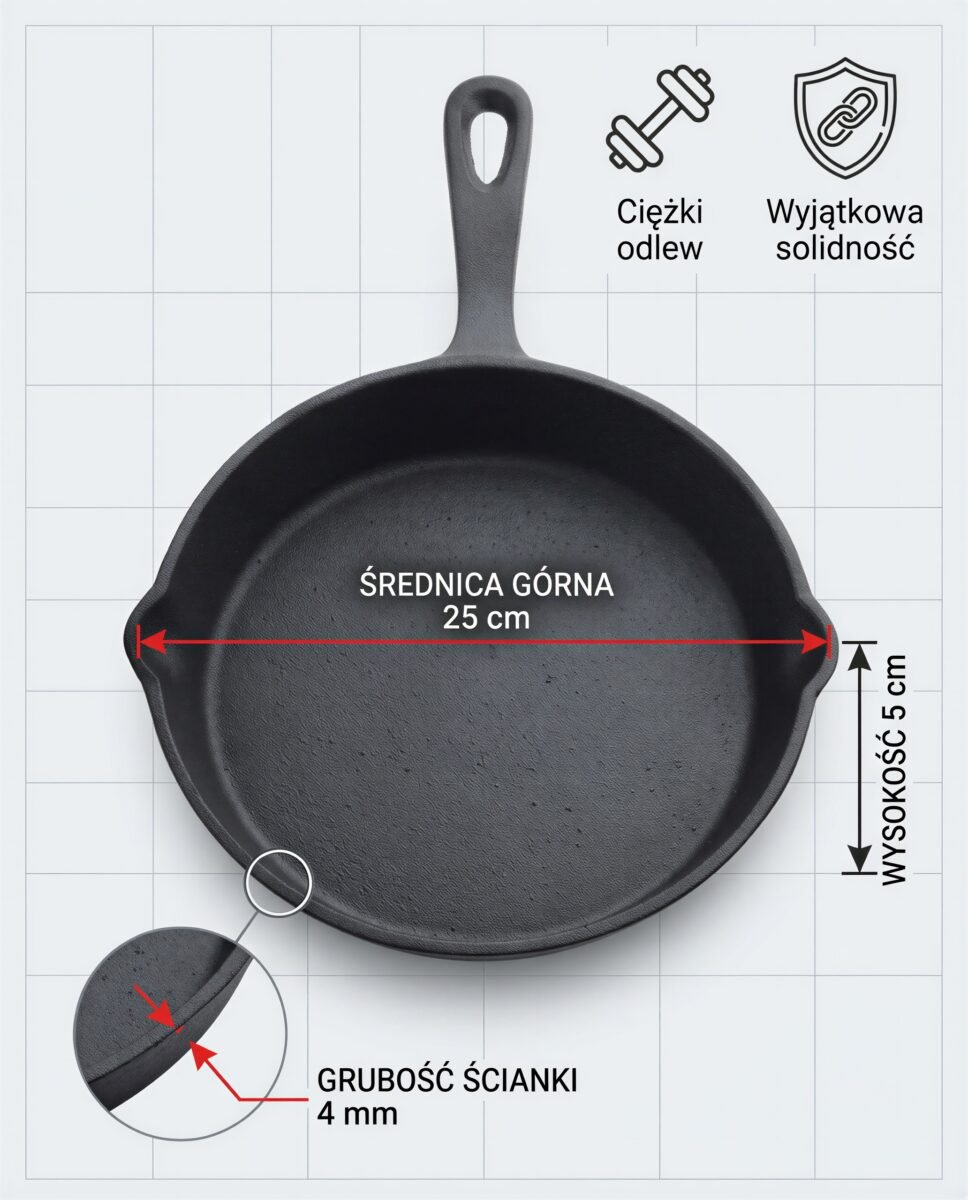 PATELNIA ŻELIWNA DO SMAŻENIA I SERWOWANIA PIECZENIA W PIEKARNIKU Ø 25 CM, zdjęcie 9