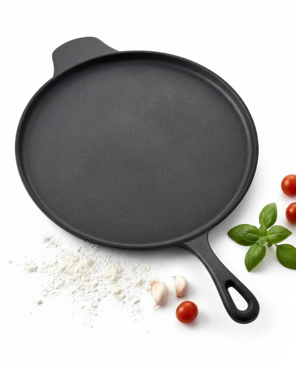 PATELNIA ŻELIWNA DO SMAŻENIA NALEŚNIKÓW PIZZY ZAPIEKANIA 30 CM CZARNA, zdjęcie 5