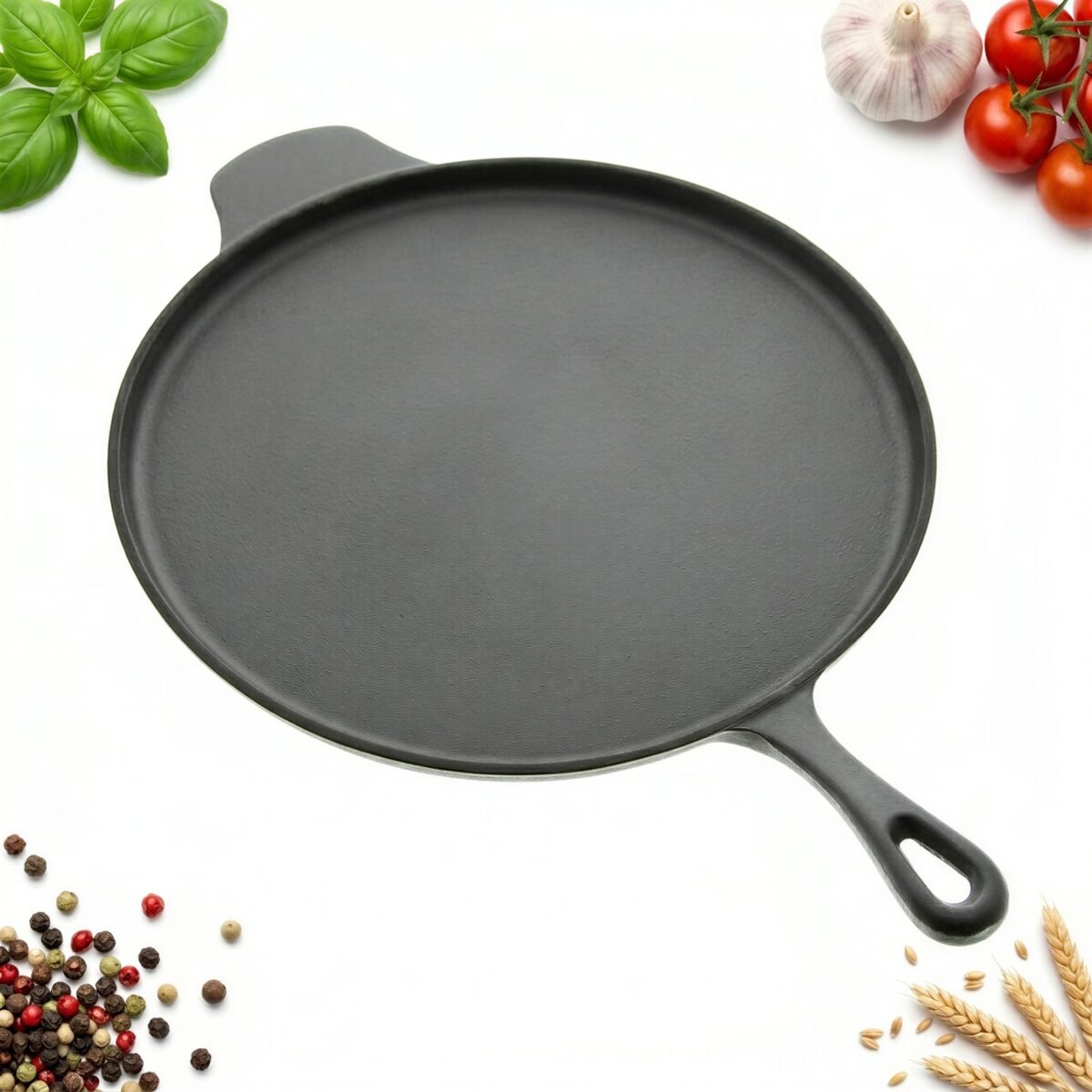 PATELNIA ŻELIWNA DO SMAŻENIA NALEŚNIKÓW PIZZY ZAPIEKANIA 30 CM CZARNA, zdjęcie 1