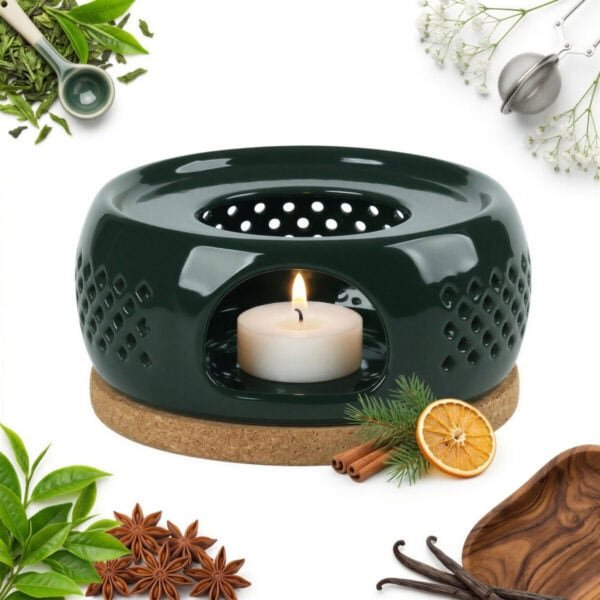 PODGRZEWACZ CERAMICZNY DO DZBANKA NA ŚWIECZKĘ TEA LIGHT ZIELONY Ø14,5 CM