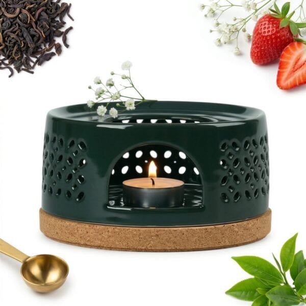 PODGRZEWACZ CERAMICZNY NA ŚWIECZKI TEA LIGHT DO HERBATY KAWY ZIELONY