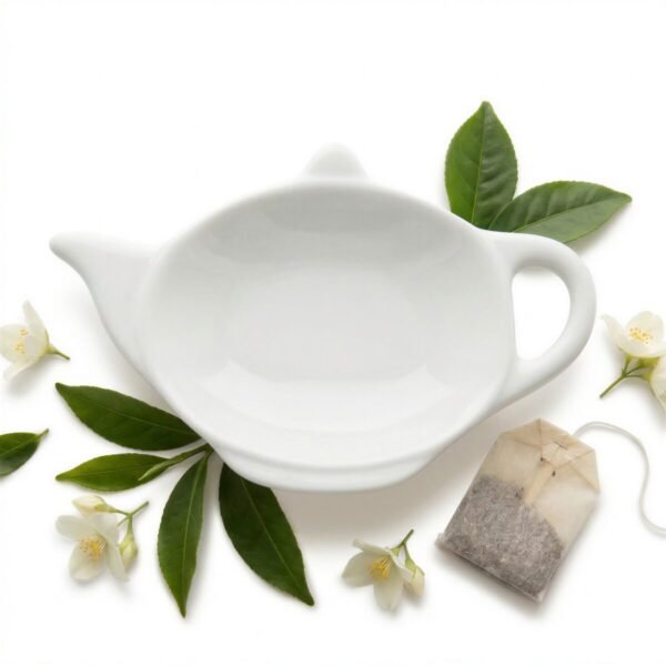 PODSTAWKA SPODEK PORCELANOWY DO TOREBKI HERBATY BIAŁY 12,9x9,2 CM CERAMIKA