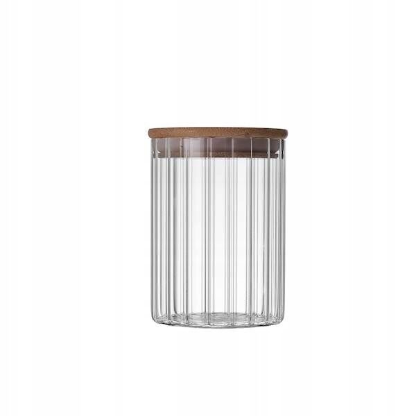 POJEMNIK SZKLANY NA ŻYWNOŚĆ 650ml ŻAROODPORNY RYFLOWANY BOROSILIKATOWY 12cm