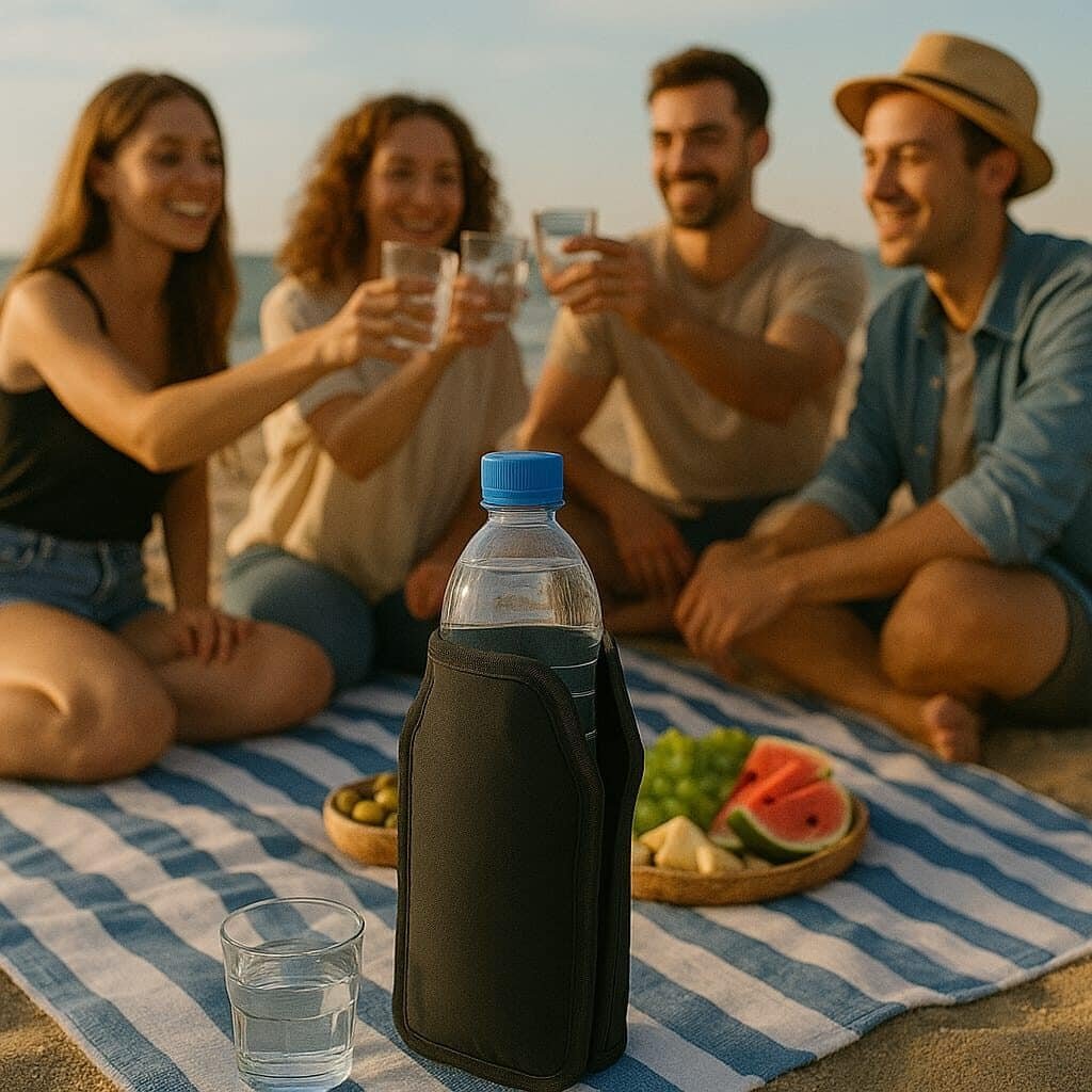 POKROWIEC WKŁAD CHŁODZĄCY NA BUTELKĘ WODY WINA SZAMPANA PIWA ŻEL COOLER, zdjęcie 2