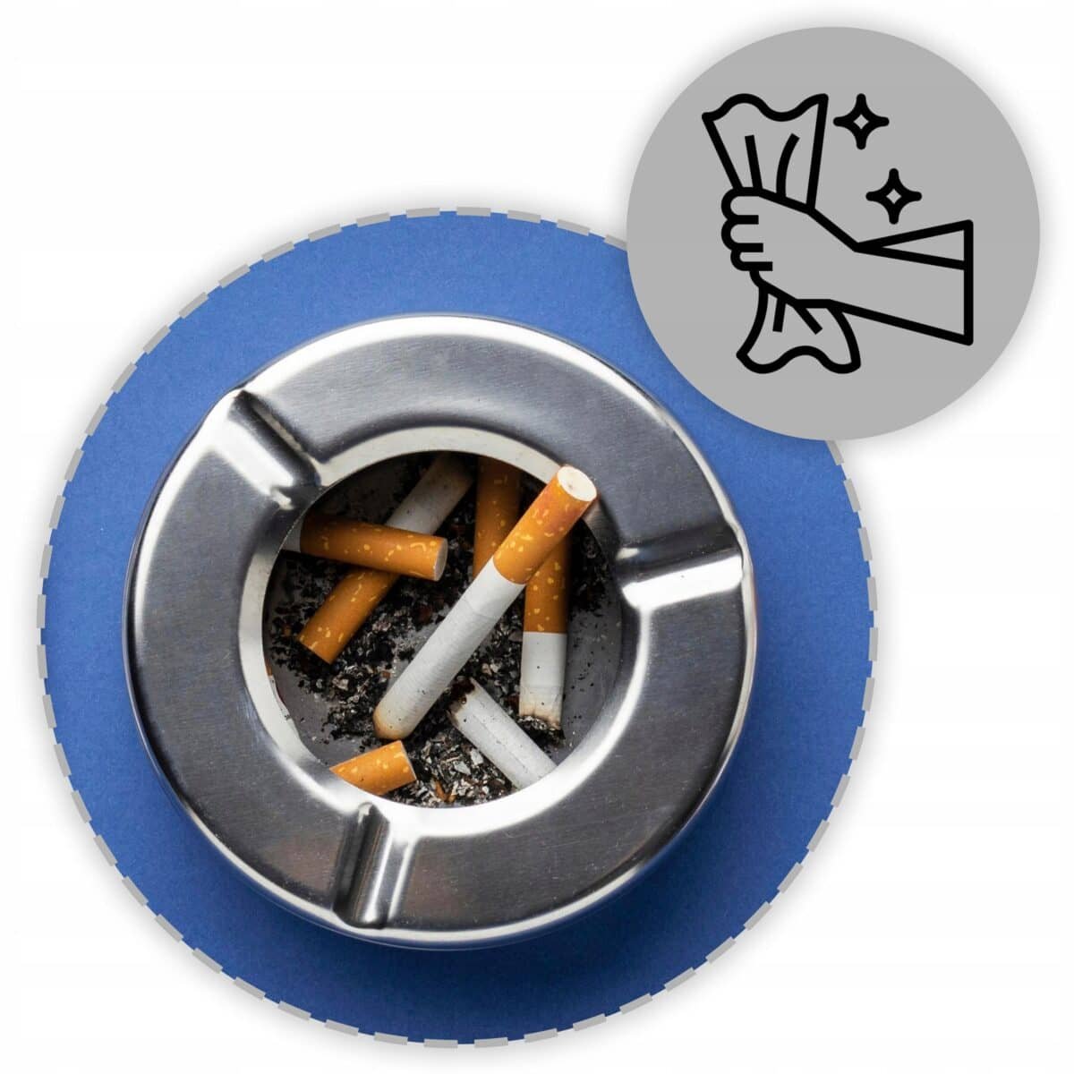 POPIELNICZKA POPIELNICA OBROTOWA ZAMYKANA METALOWA SREBRNA, zdjęcie 2