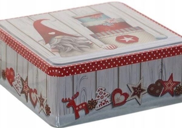 PUSZKA ŚWIĄTECZNA PUDEŁKO NA CIASTKA PIERNIKI SŁODYCZE PRĘZETY 20X20X8 cm