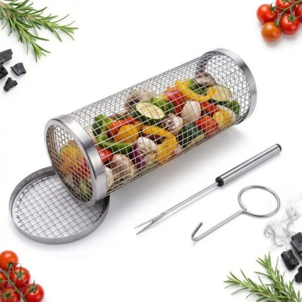 RUSZT KOSZYK DO GRILLOWANIA MIĘSA WARZYW RYB KOSZYK ZAMYKANY HACZYKI Ø9,1cm