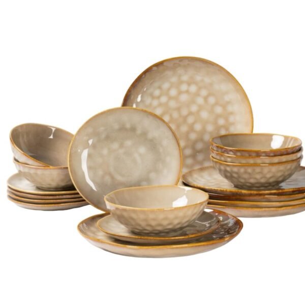 SERWIS OBIADOWY CERAMICZNY 18 ELEMENTÓW DLA 6 OSÓB LIGHT BROWN OMBRES INSTA