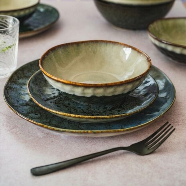 SERWIS OBIADOWY CERAMICZNY 18 ELEMENTÓW DLA 6 OSÓB NAVY GREY OMBRES