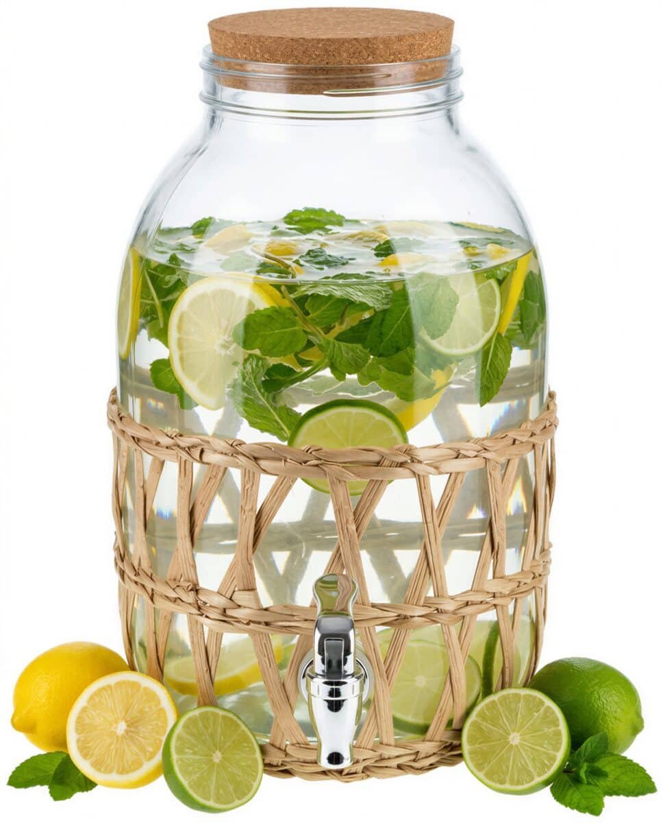 SŁÓJ Z KRANIKIEM SŁOIK SZKLANY 5,5 L PRZEŹROCZYSTY DO WODY LEMONIADY 29 CM, zdjęcie 3