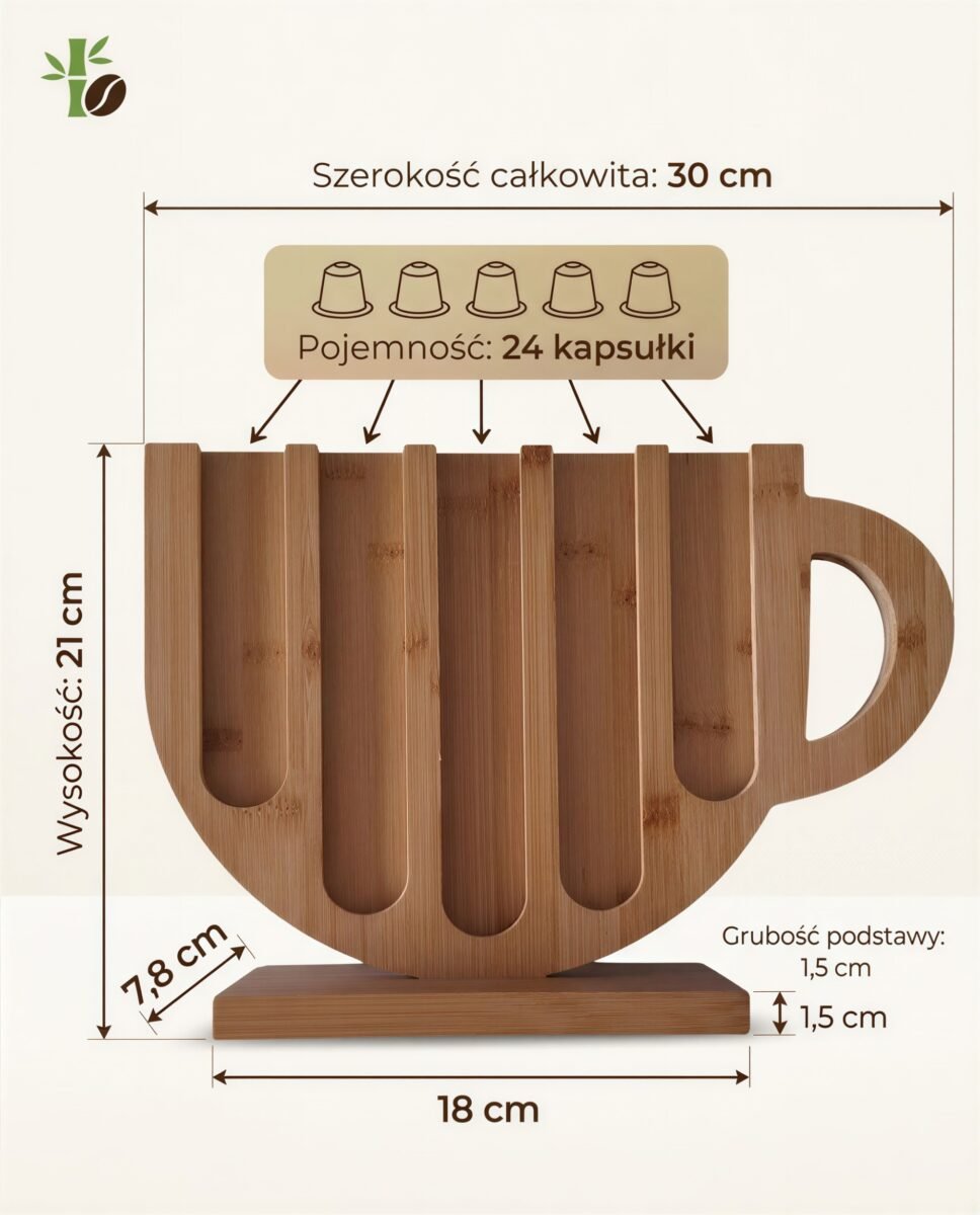 STOJAK NA KAPSUŁKI NESPRESSO ORGANIZER DO KAWY BAMBUSOWY 24 SZT, zdjęcie 9