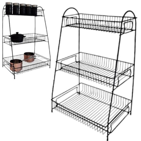 STOJAK PÓŁKA ORGANIZER NA PRZYPRAWY PRZYPRAWNIK METALOWY CZARNY ORGANIZER