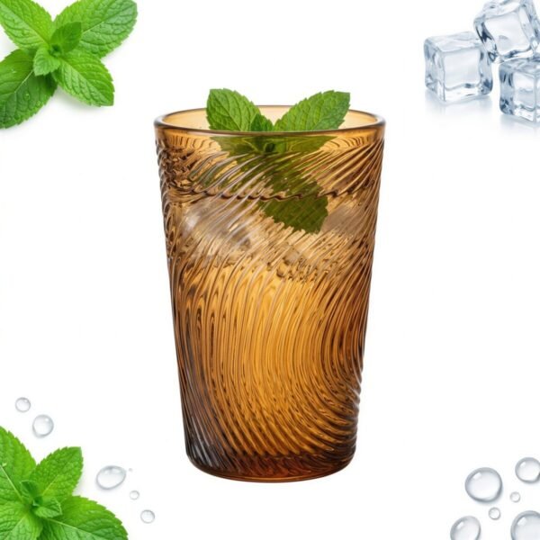 SZKLANKA DO NAPOJÓW WODY SOKU DRINKÓW BRĄZOWA OZDOBNA 300 ML