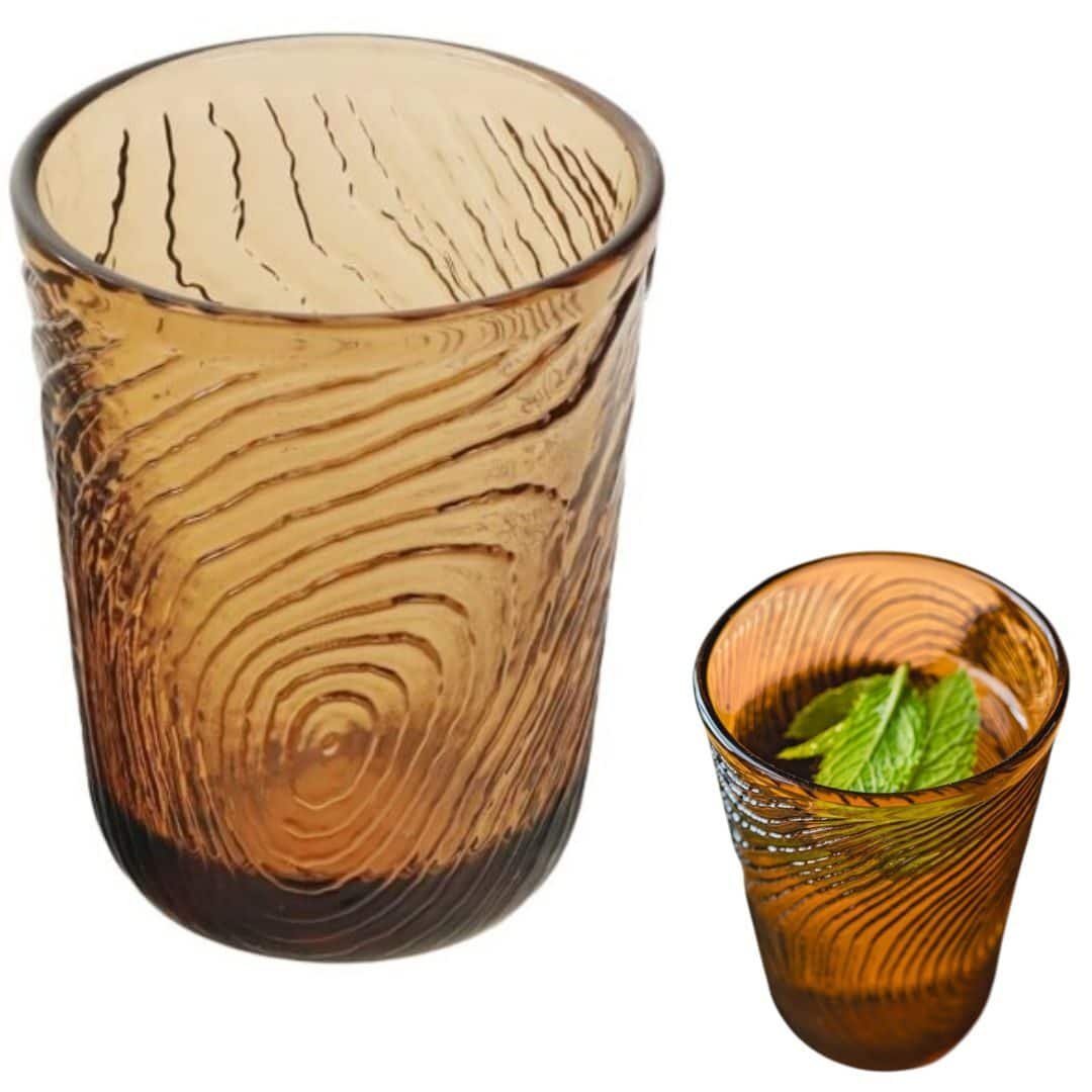 SZKLANKA DO WODY GRINKÓW SOKU 250ml WZÓR PLASTRA DREWNA ARBRE BRĄZOWY, zdjęcie 2