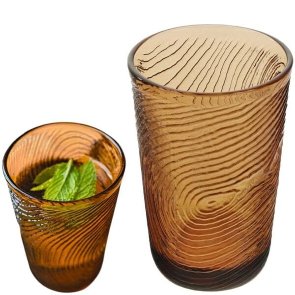 SZKLANKA DO WODY GRINKÓW SOKU 300ml WZÓR PLASTRA DREWNA ARBRE BRĄZOWY