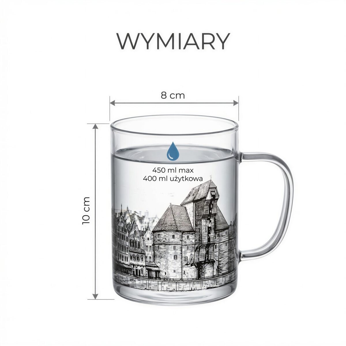 SZKLANKA KUBEK NADRUK MIASTO GDAŃSK 400 ML ZESTAW 6 SZKLANEK KUBKÓW SZKŁO, zdjęcie 12