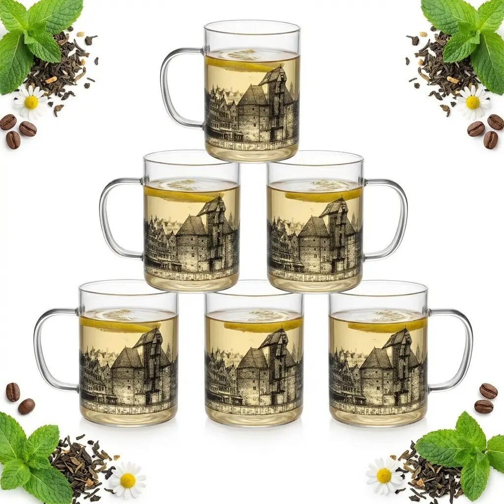 SZKLANKA KUBEK NADRUK MIASTO GDAŃSK 400 ML ZESTAW 6 SZKLANEK KUBKÓW SZKŁO, zdjęcie 1