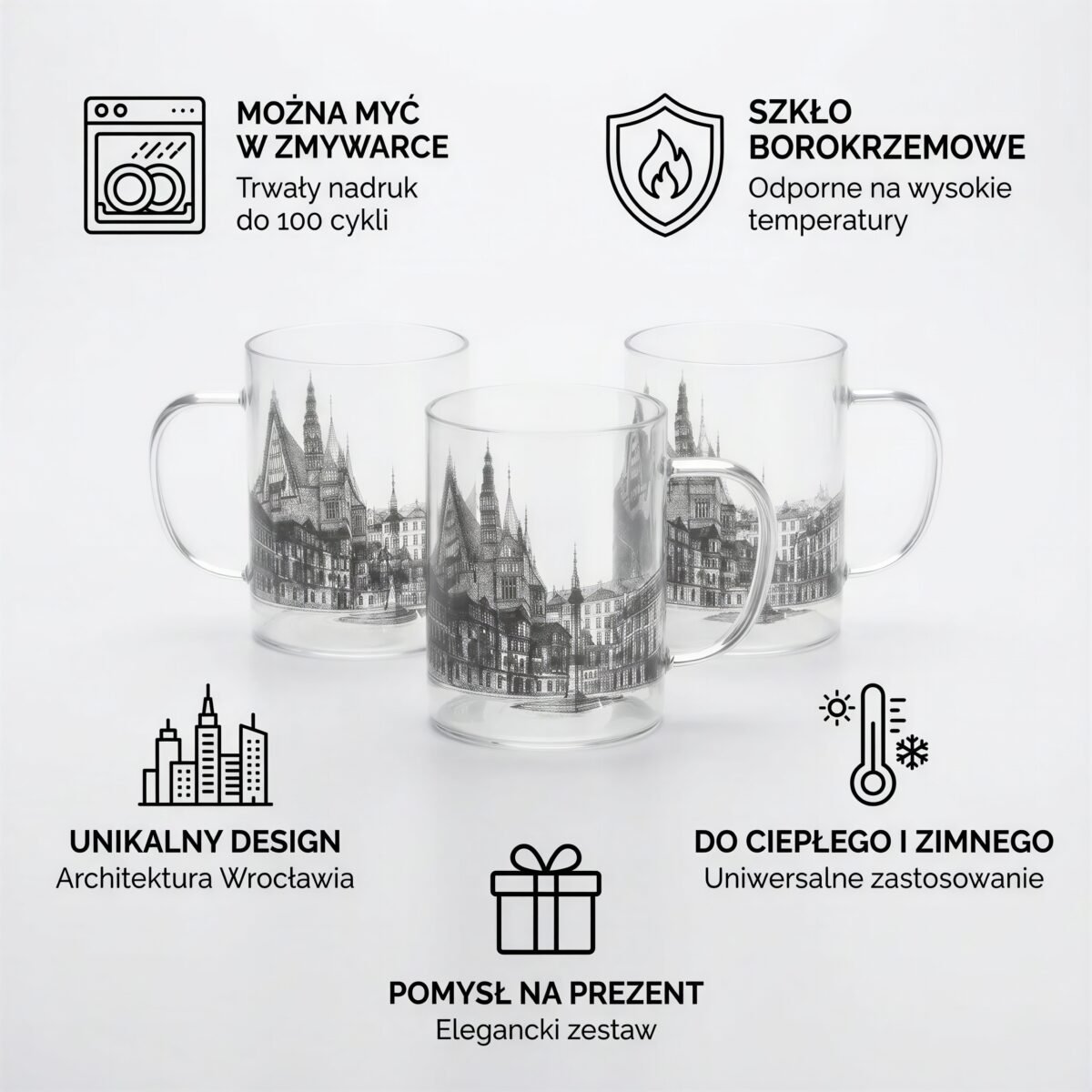 SZKLANKA KUBEK NADRUK MIASTO WROCŁAW 400 ML ZESTAW 6 SZKLANEK KUBKÓW SZKŁO, zdjęcie 10