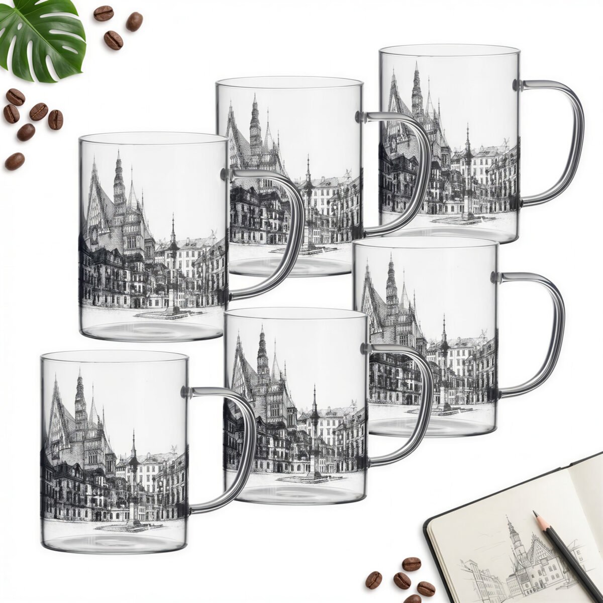 SZKLANKA KUBEK NADRUK MIASTO WROCŁAW 400 ML ZESTAW 6 SZKLANEK KUBKÓW SZKŁO, zdjęcie 1