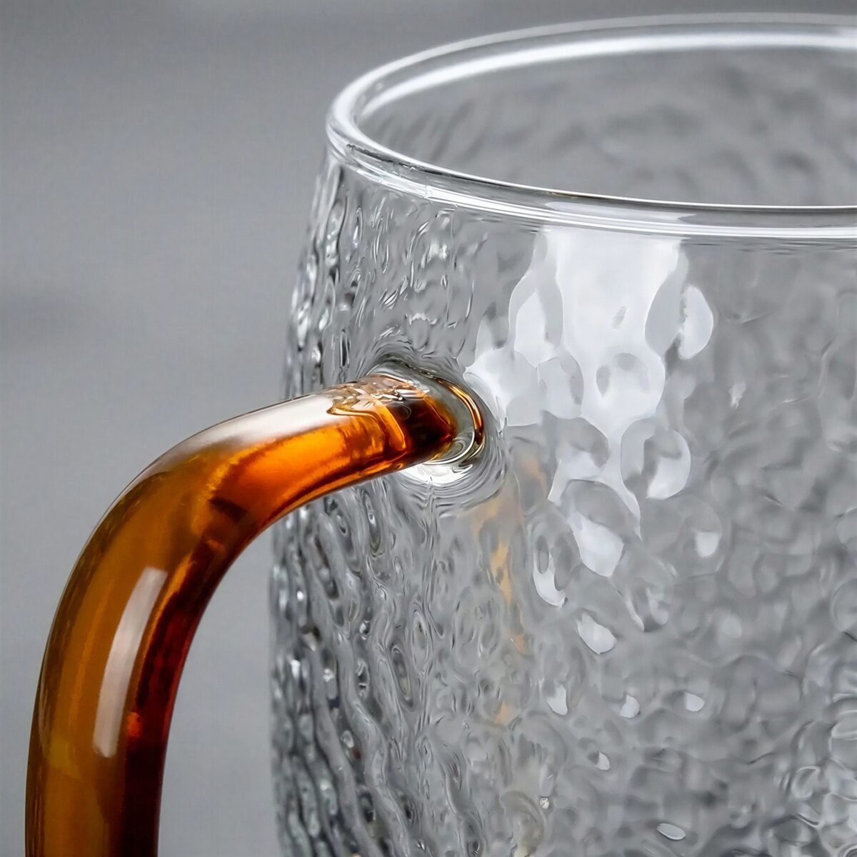 SZKLANKA KUBEK SZKLANY 330ml PRZEZROCZYSTY Z BURSZTYNOWE UCHO DO KAWY HERBATY, zdjęcie 11