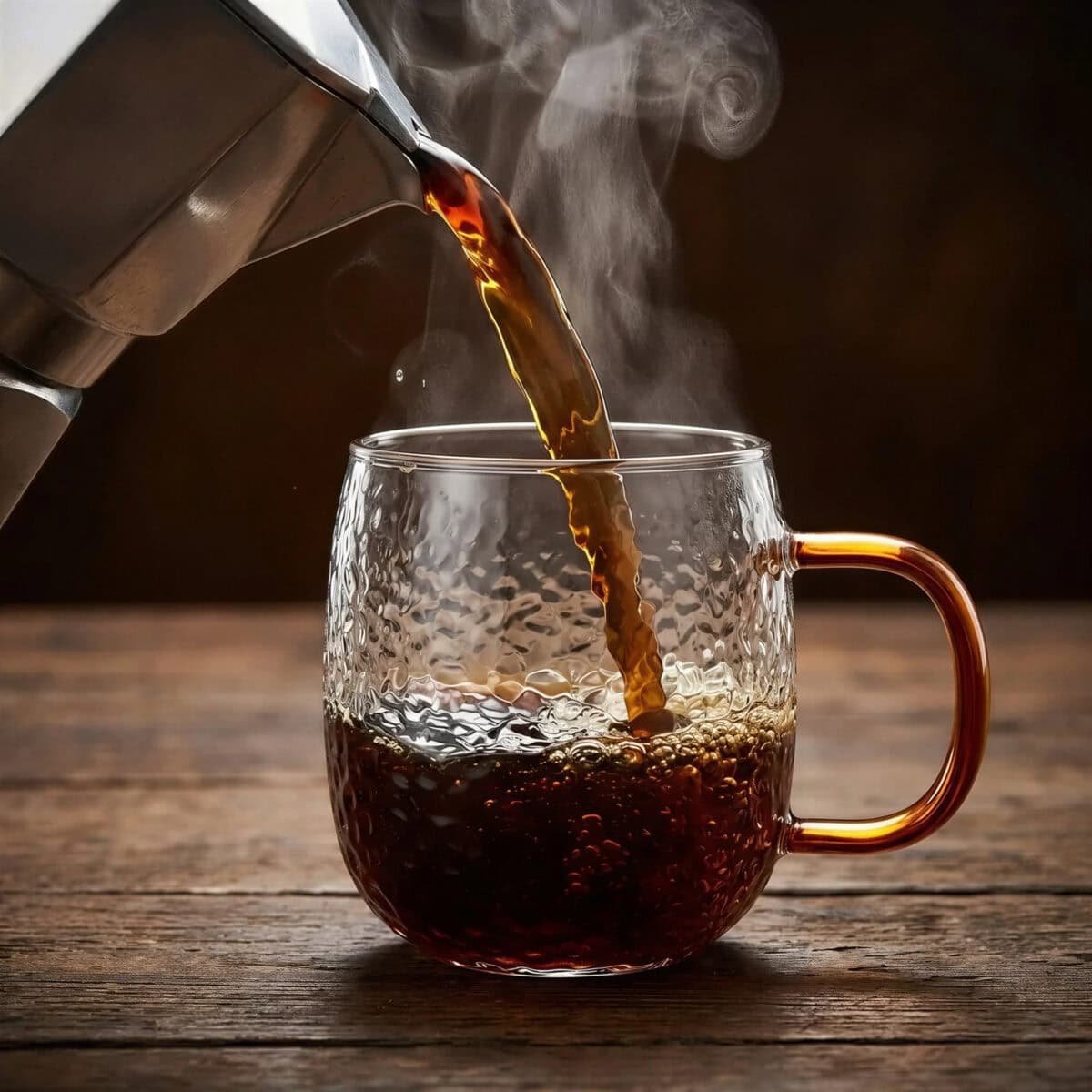 SZKLANKA KUBEK SZKLANY 330ml PRZEZROCZYSTY Z BURSZTYNOWE UCHO DO KAWY HERBATY, zdjęcie 2
