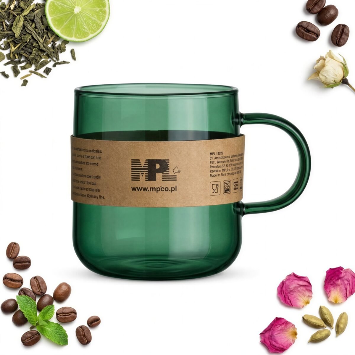 SZKLANKA KUBEK SZKLANY DO KAWY HERBATY BOROKRZEMOWA BUTELKOWA ZIELEŃ 300 ML, zdjęcie 8