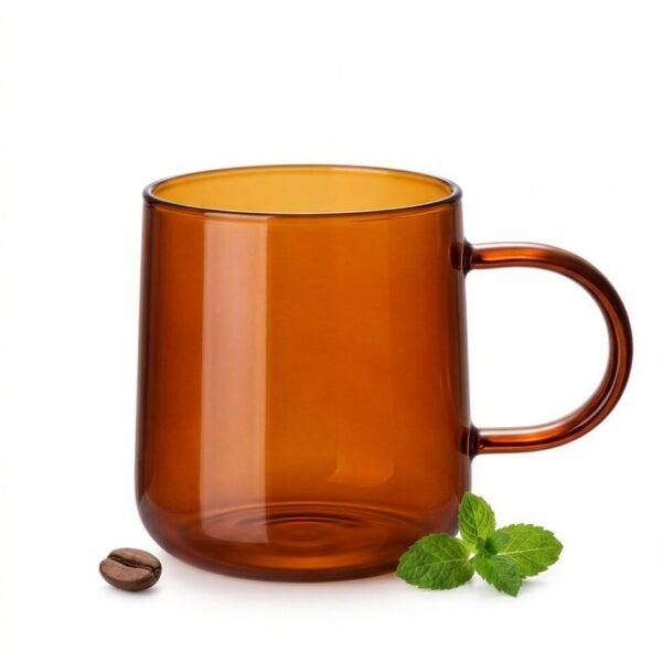 SZKLANKA SZKLANA KUBEK DO KAWY I HERBATY 310 ml. 8,7 cm BURSZTYNOWA