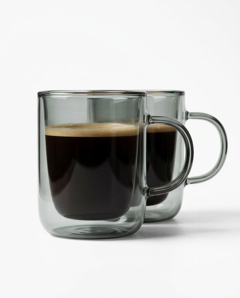 SZKLANKI TERMICZNE 250 ML ZESTAW 2 SZT. SZARE SZKŁO BOROKRZEMOWE DO KAWY, zdjęcie 8