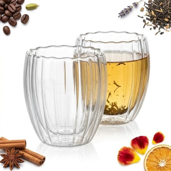 SZKLANKI TERMICZNE DO KAWY HERBATY BOROKRZEMOWE KWIAT 250 ML ZESTAW 2 SZTUK