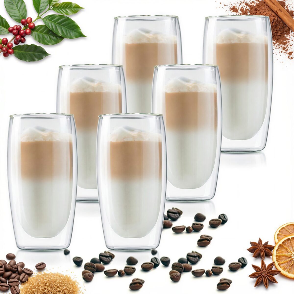 SZKLANKI TERMICZNE DO LATTE MACCHIATO 350ml 6 szt