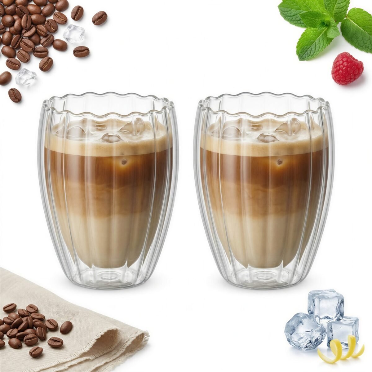SZKLANKI TERMICZNE PODWÓJNE ŚCIANKI DO KAWY LATTE HERBATY ZESTAW 2sz 300 ML, zdjęcie 1
