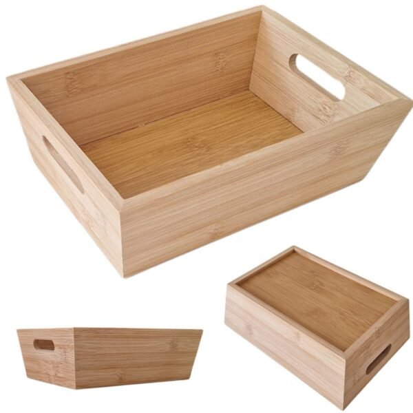 TACA BAMBUSOWA SKRZYNKA PROSTOKĄTNA ORGANIZER Z DREWNA PUDEŁKO 23x16x7,5 cm