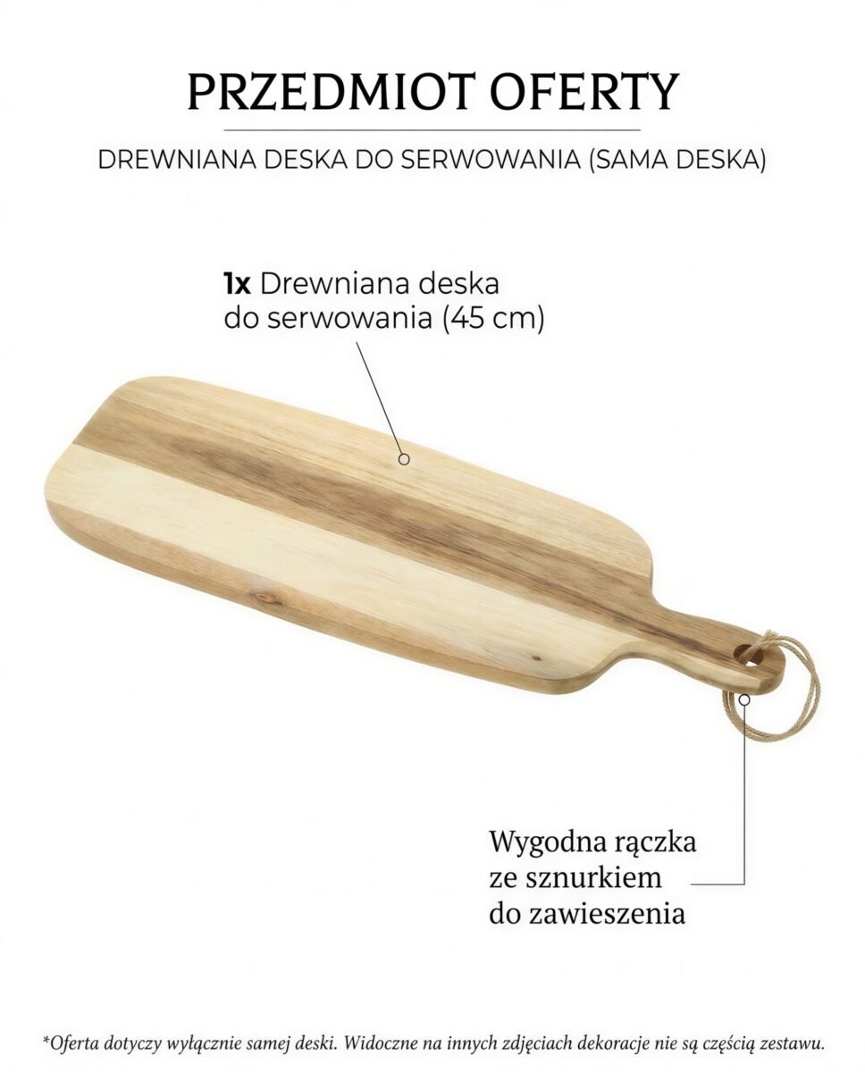 TACA DREWNIANA DESKA Z DRZEWA AKACJA DO SERWOWANIA DAŃ RYB I KROJENIA 45 CM, zdjęcie 11
