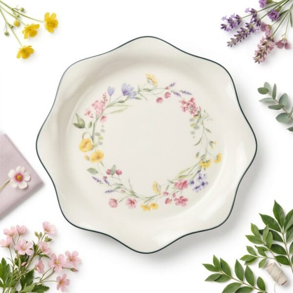 TALERZ CERAMICZNY DO SERWOWANIA DAŃ DRESERÓW DEKORACYJNY PASTELOWY 21 CM
