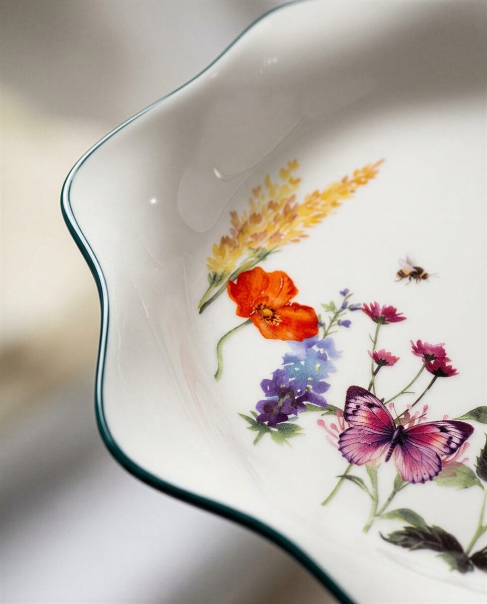 TALERZ DESEROWY ŚNIADANIOWY CERAMICZNY DO SERWOWANIA DESERÓW W KWIATY 21 CM, zdjęcie 12