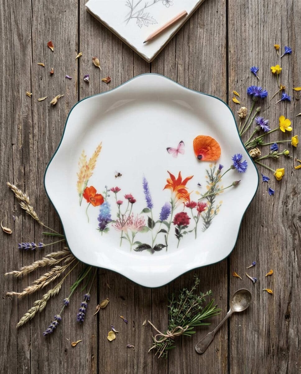 TALERZ DESEROWY ŚNIADANIOWY CERAMICZNY DO SERWOWANIA DESERÓW W KWIATY 21 CM, zdjęcie 10