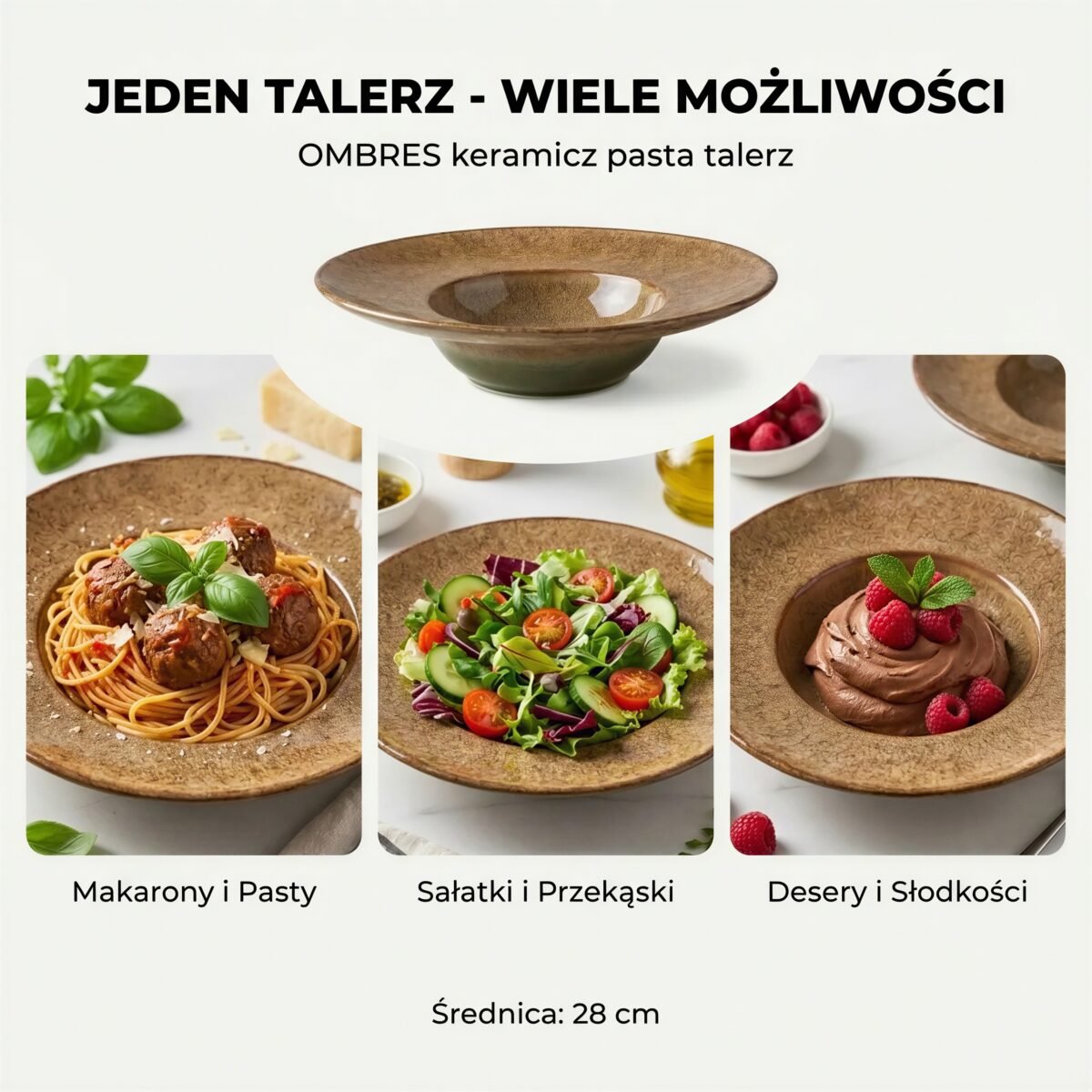 TALERZ GŁĘBOKI DO ZUPY 0.5L MAKARONU DESERÓW PRZYSTAWEK STARTERÓW Ø28 cm, zdjęcie 8