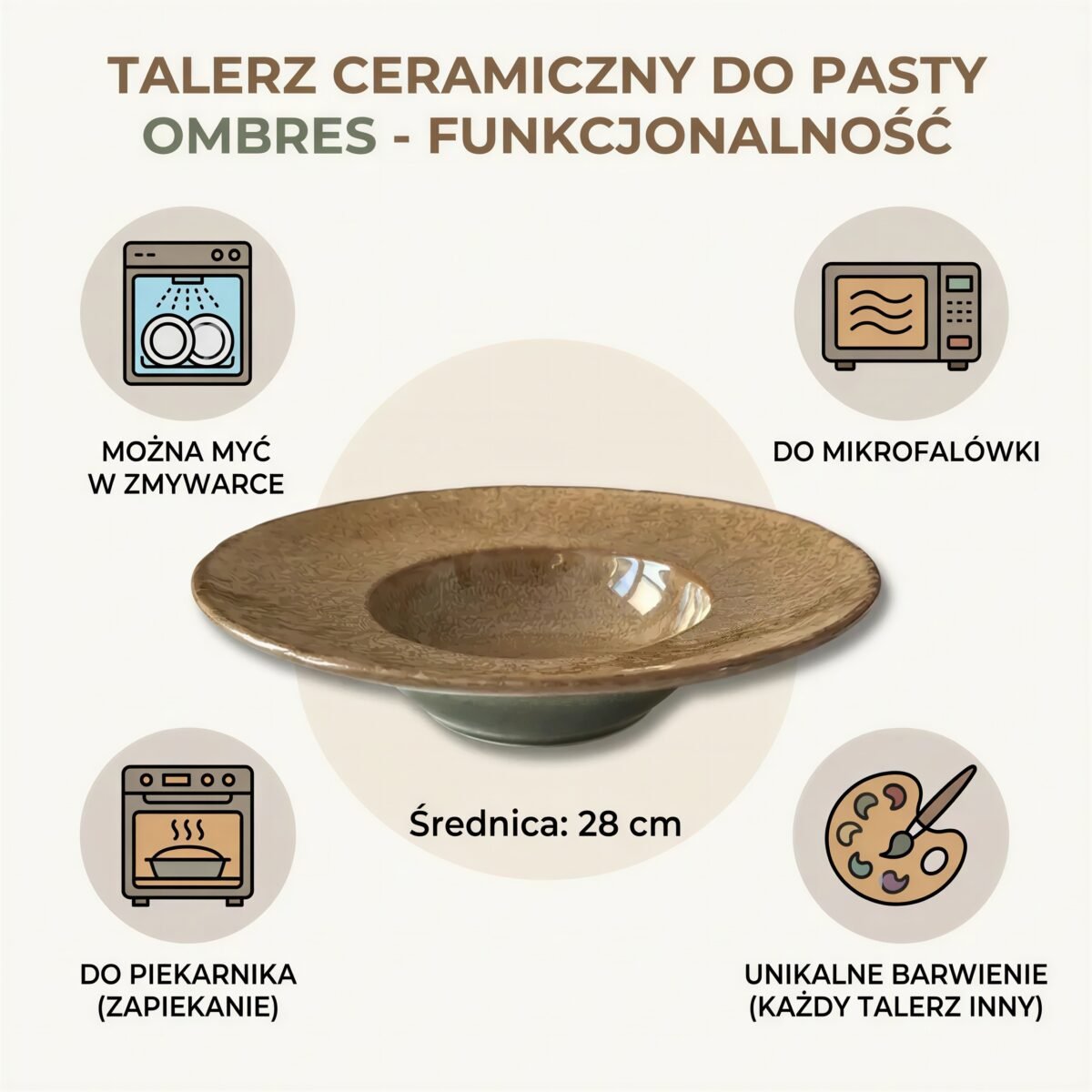 TALERZ GŁĘBOKI DO ZUPY 0.5L MAKARONU DESERÓW PRZYSTAWEK STARTERÓW Ø28 cm, zdjęcie 9